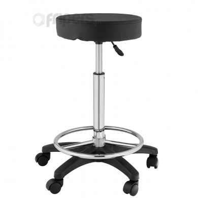 Adjustable round swivel stool FreePower with wheels and foot ring