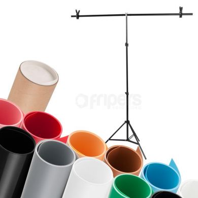 Background support kit FreePower type T with PVC 200x100cm backdrop